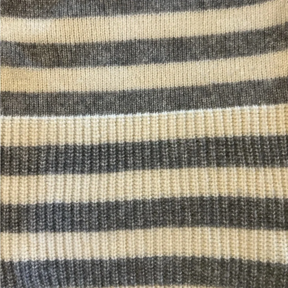 Banana Republic Womens Italian Yarn Sweater Small Ivory Gray‎ Striped Wool Blend